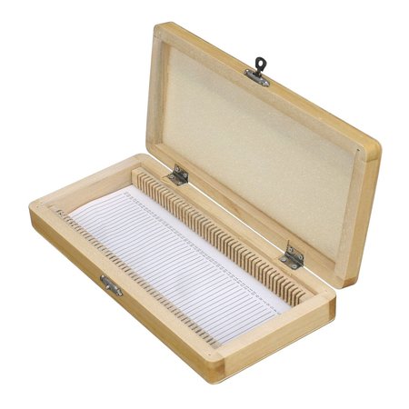 AMSCOPE Microscope Slide Wooden Box Holding 50 Piece Slides PS50-WB
